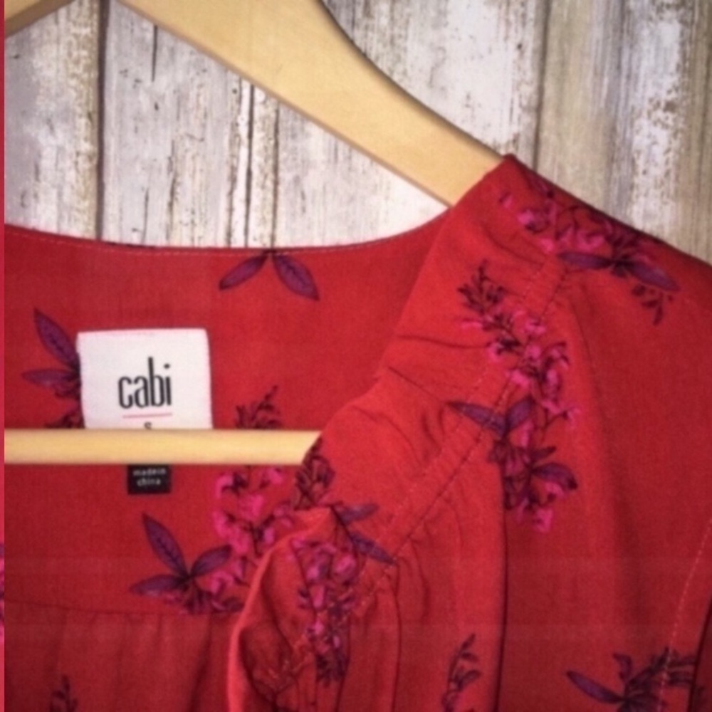 Cabi 5222 Sketchbook Red Floral Sleeveless Blouse - Picture 5 of 6